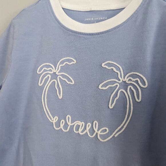 Janie and Jack Blue Tshirts 6 Applique Wave and Linen Stripes Toddler Bundle - Picture 4 of 8